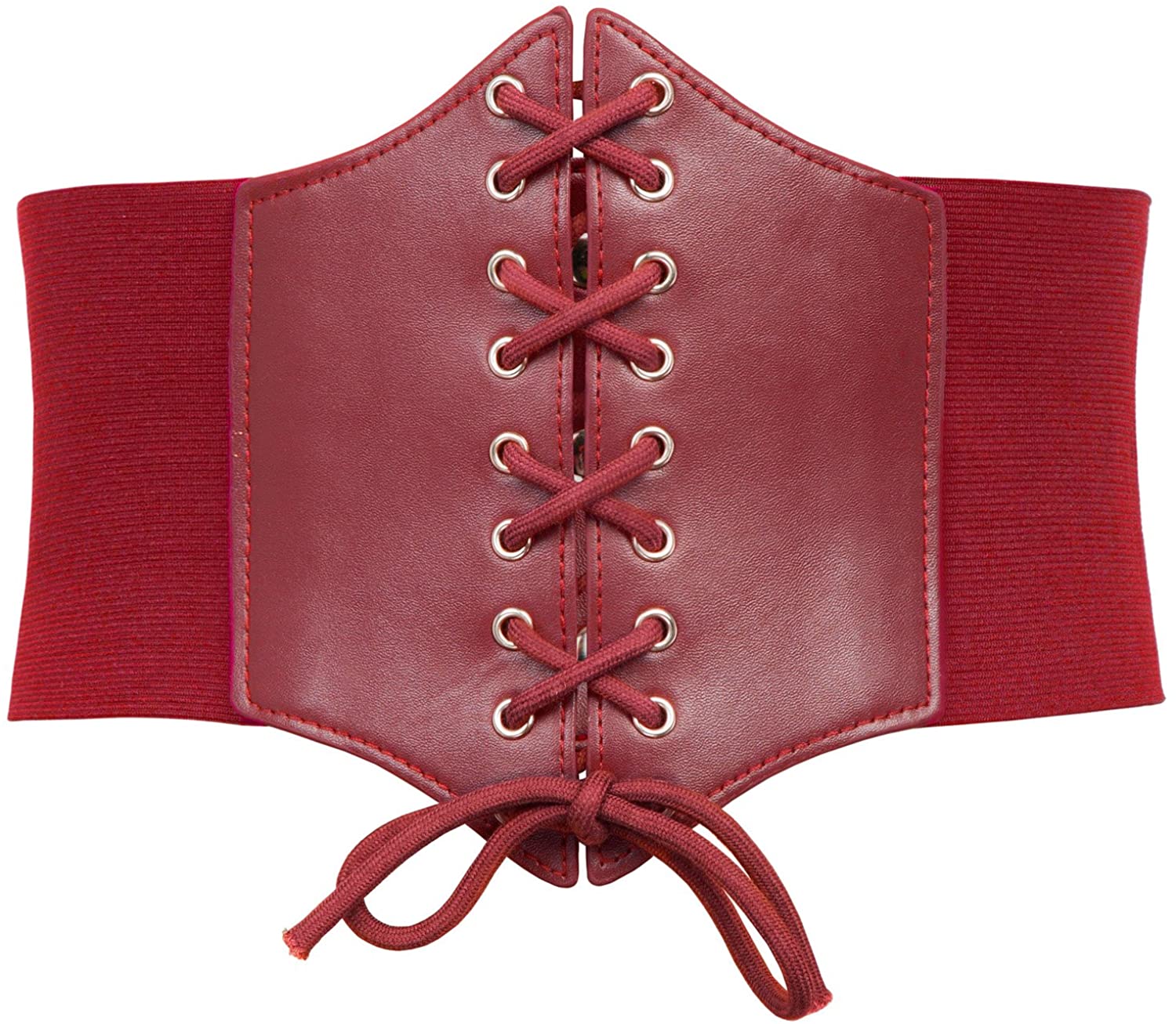 Lace-up Cinch Belt Tied Corset Elastic Waist Belt, Womens Leather