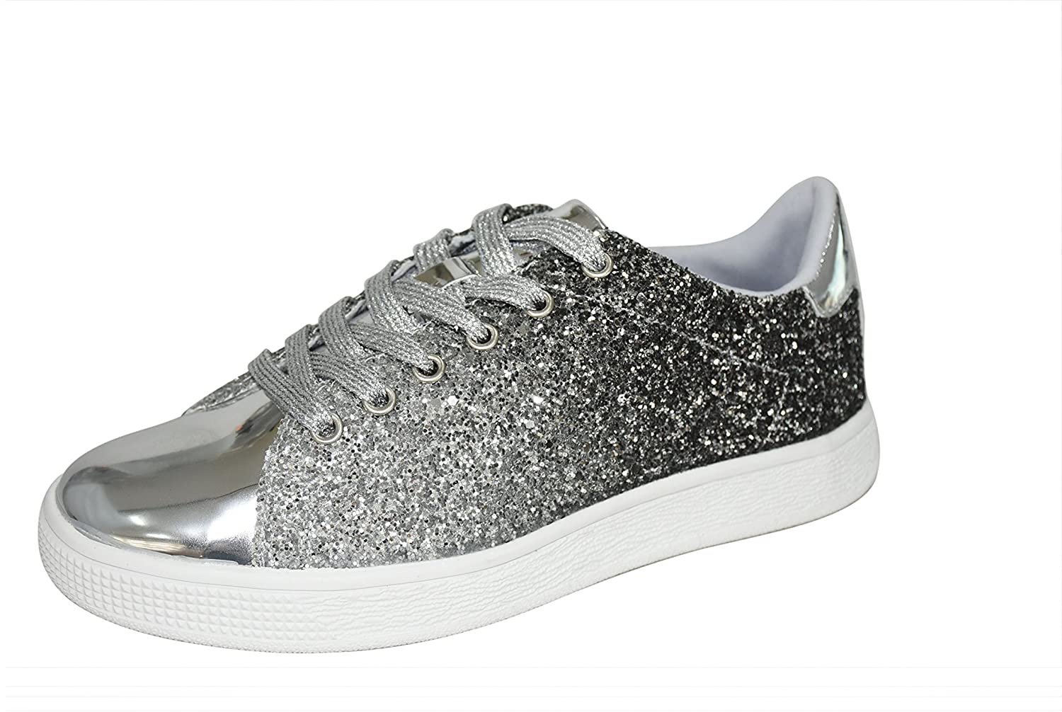 Lucky Step Glitter Sneakers Lace Up | Fashion Sneakers | Sparkly Shoes for Women