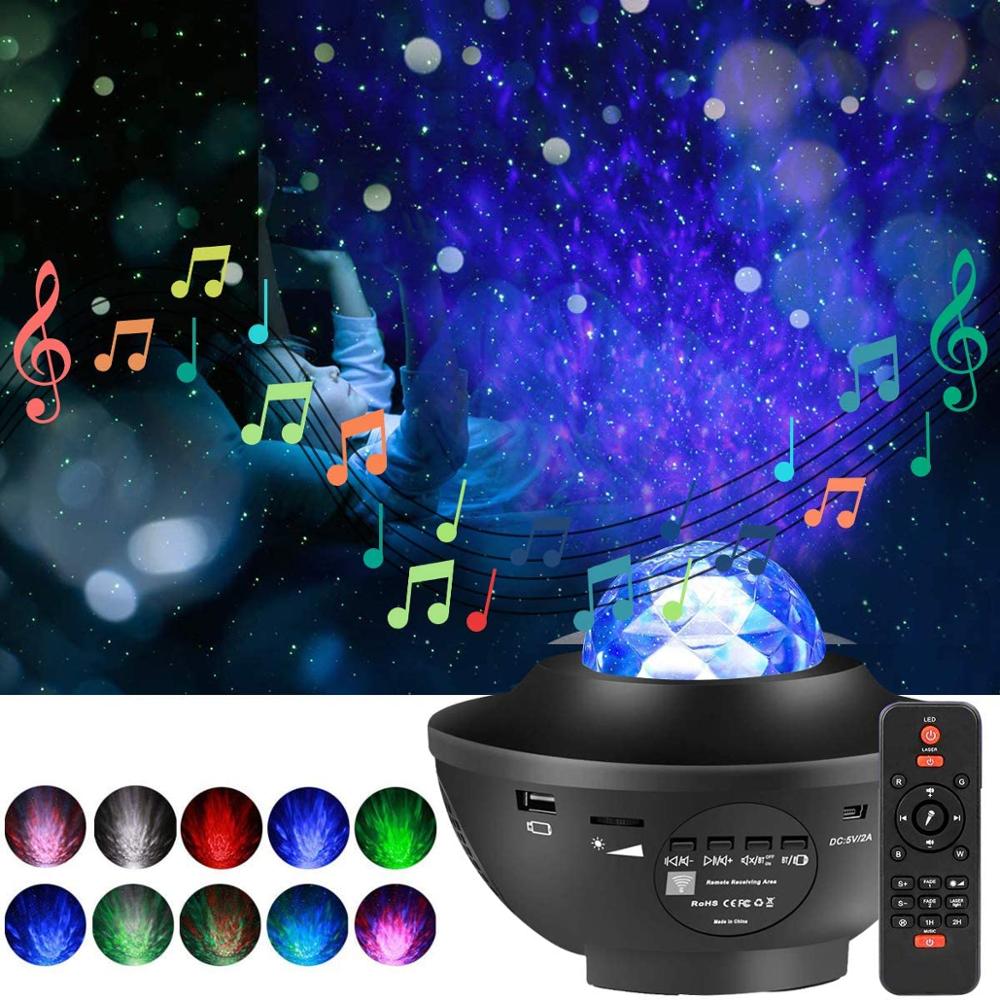Colorful Music Player Romantic LED Night Light  Starry Sky Projector Blueteeth USB Voice ControlProjection Lamp Birthday Gift-1