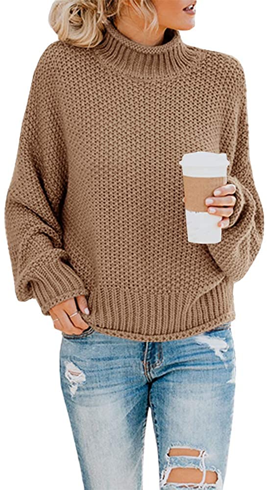 Saodimallsu Womens Turtleneck Oversized Sweaters Batwing Long Sleeve  Pullover Lo | eBay