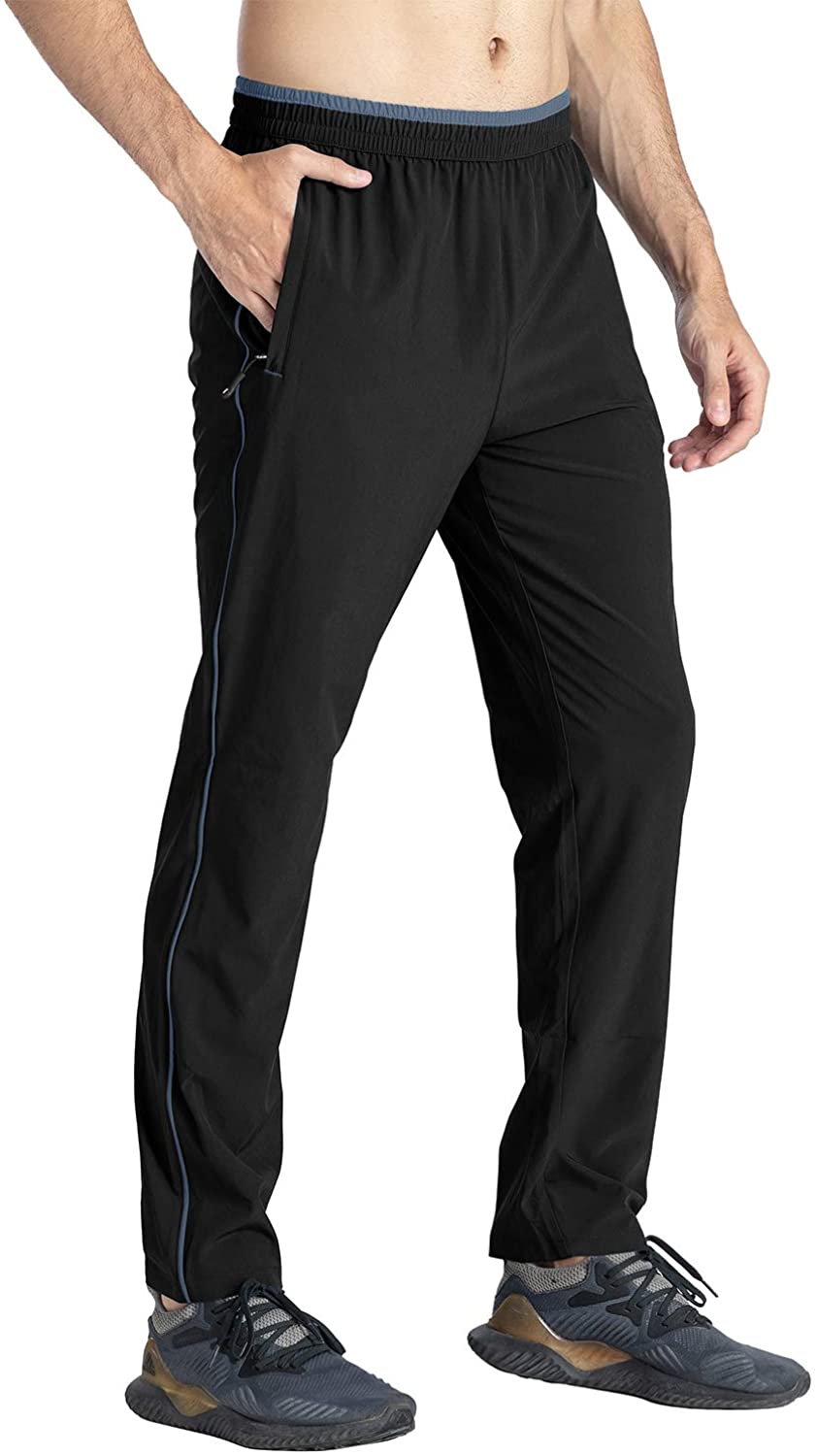 YSENTO Mens Running Pants Lightweight Breathable Sport Joggers Athletic Pants Zipper Pockets 