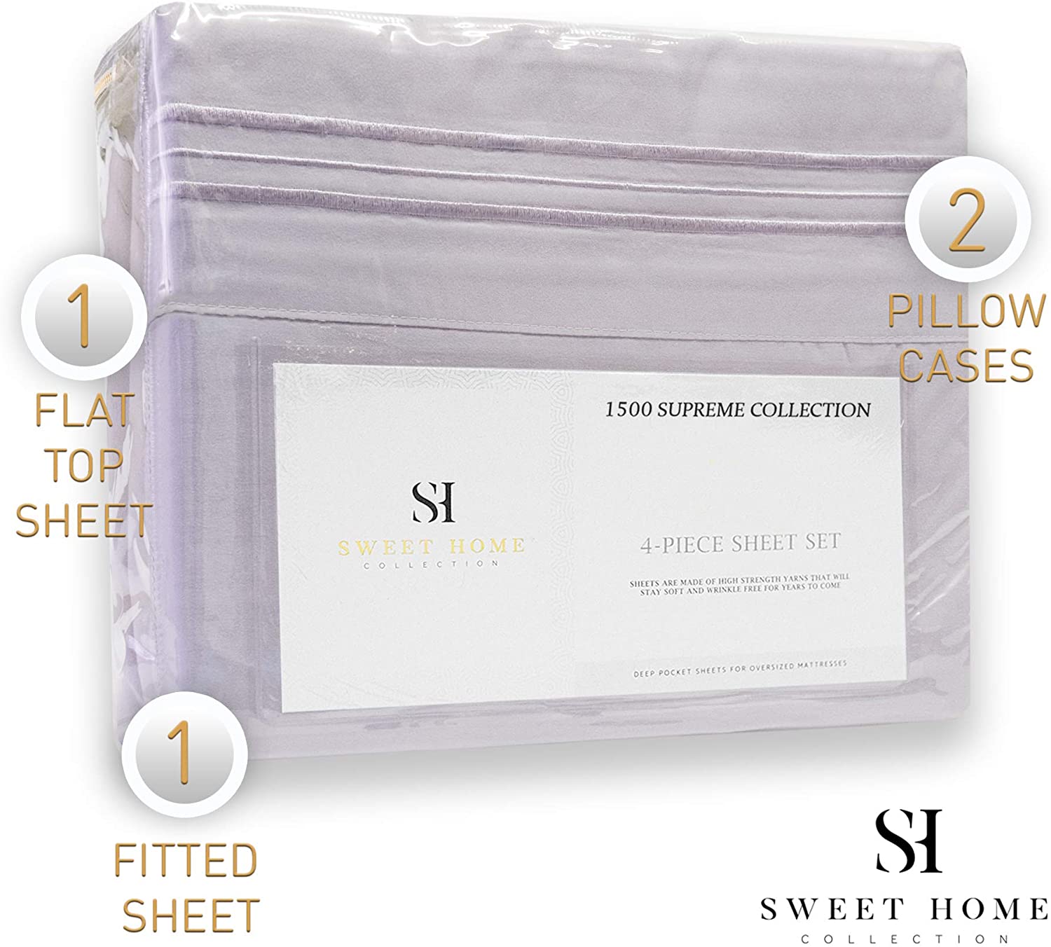 1500 Supreme Collection Extra Soft Queen Sheets Set, Lilac - Luxury Bed