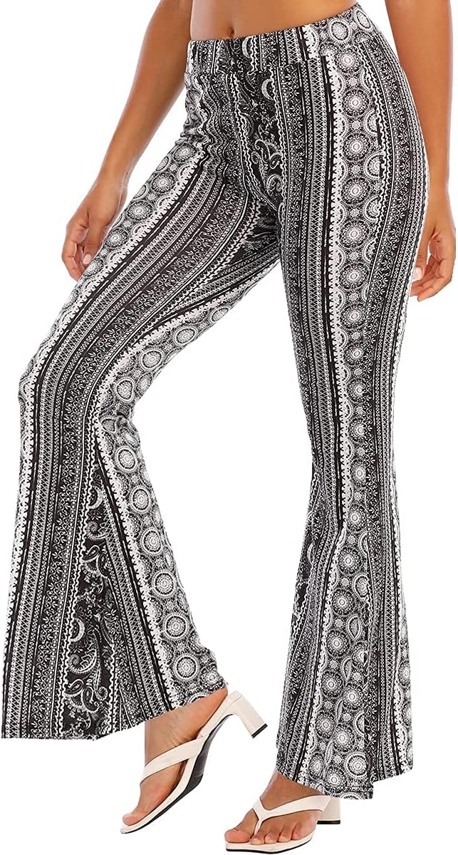 Black and White Trousers Striped Stretch Pants Printed Women's
