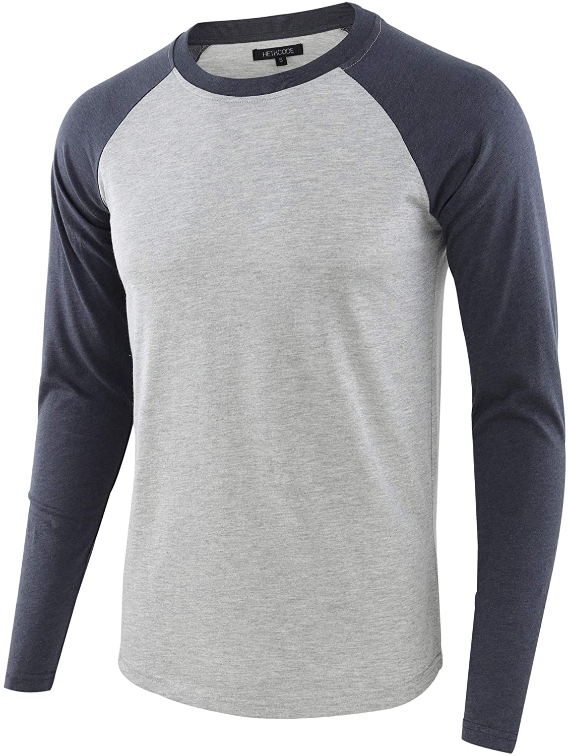 HETHCODE Men's Casual Lightweight Vintage Long Raglan Sleeve Baseball T-Shirt 