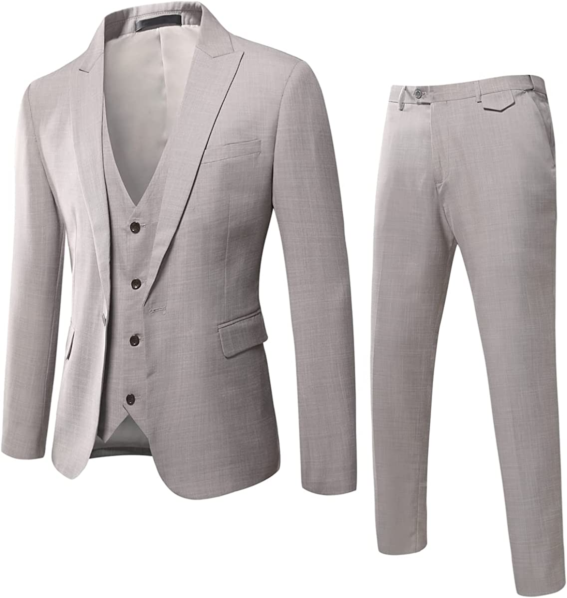 WULFUL Men's Suit Slim Fit One Button 3-Piece Suit Blazer Dress Business  Wedding Party Jacket Vest & Pants Aquamarine at  Men's Clothing store