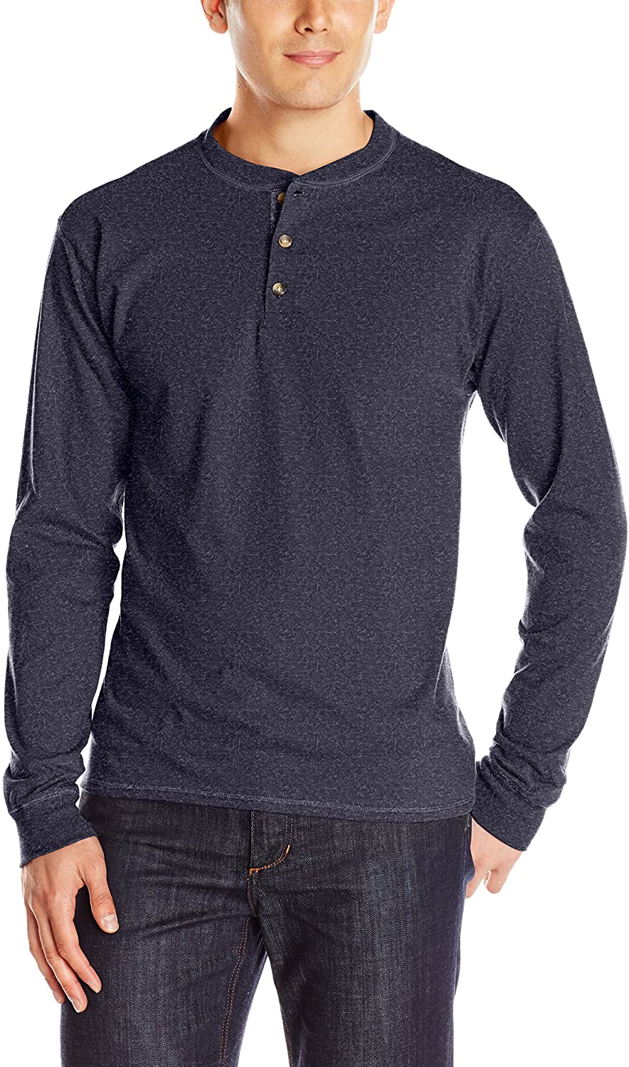 Hanes Men's Long Sleeve Beefy Henley Shirt | eBay