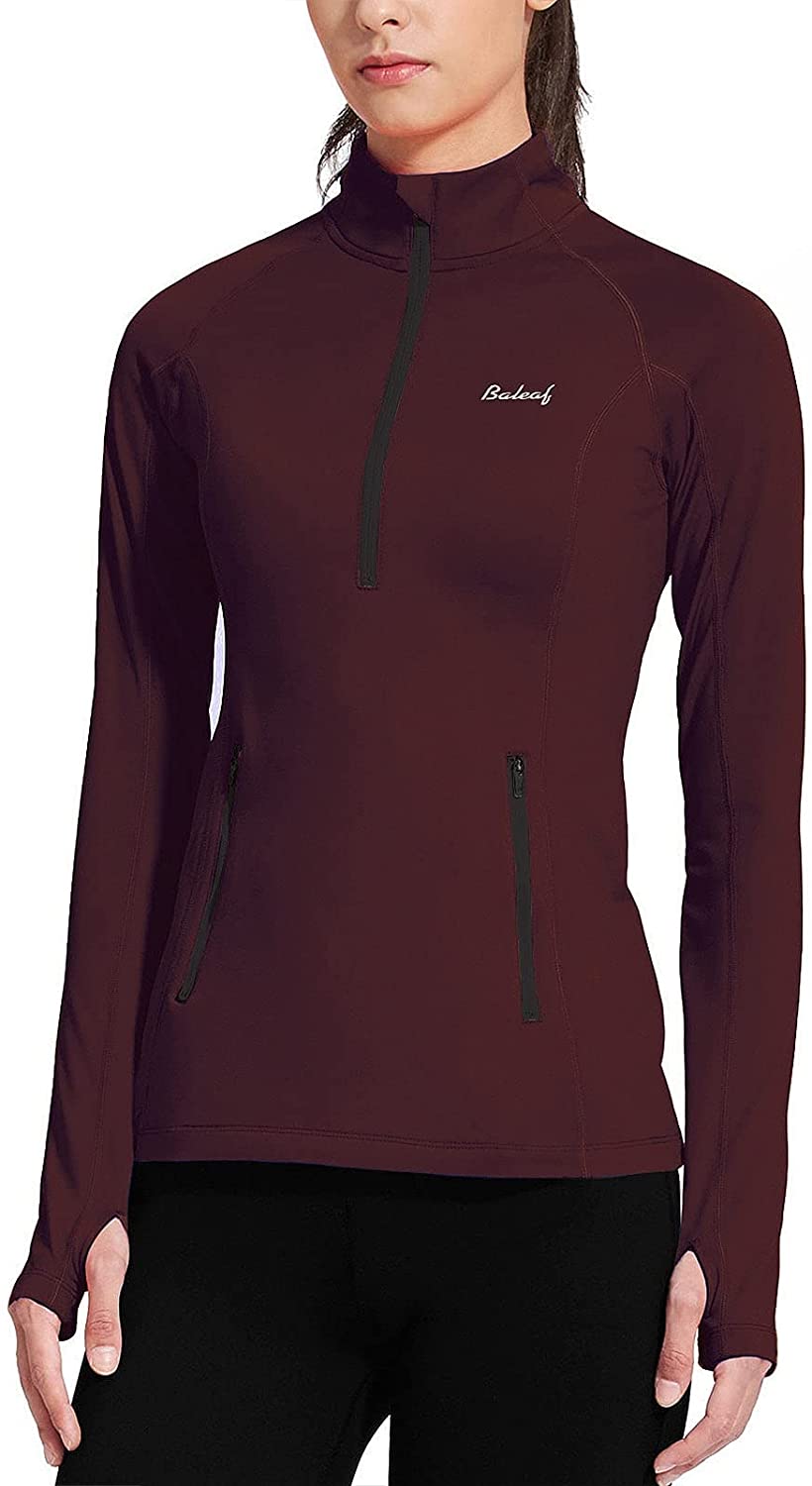 BALEAF Women's Fleece Half-Zip Running Jacket Athletic Pullover