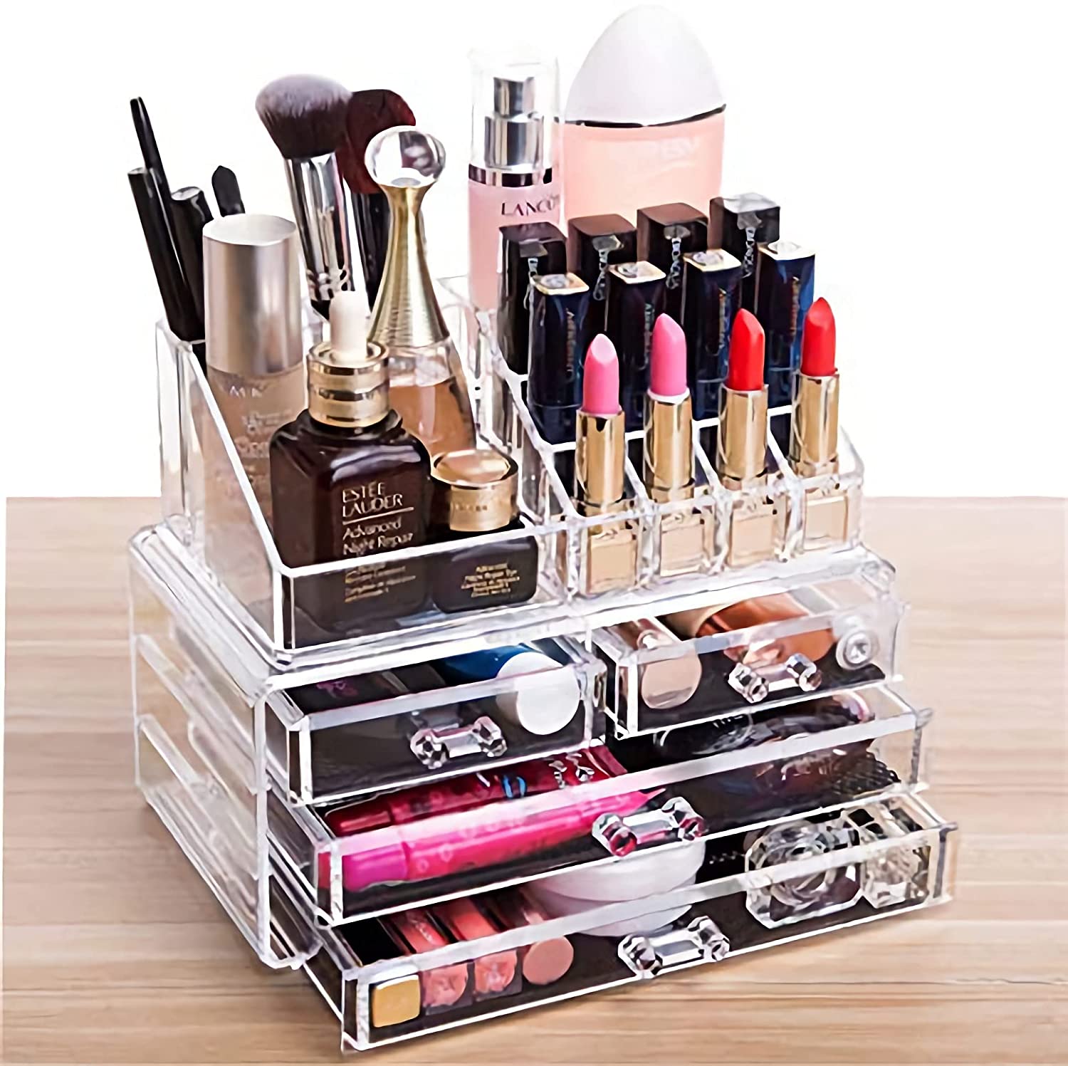 Cq acrylic Clear Makeup Organizer And Storage Stackable Skin Care Displ | eBay