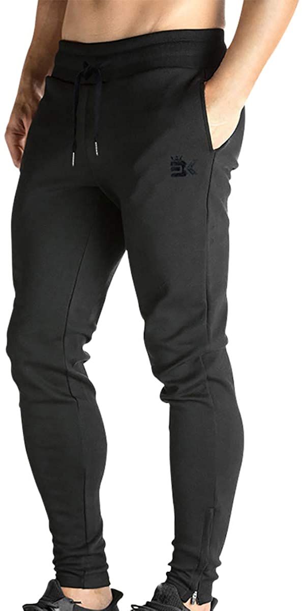 Casual Gym Workout Sweatpants with Double Pockets BROKIG Mens Joggers Sport Pants 