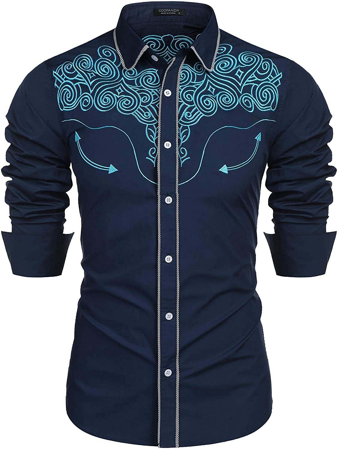 COOFANDY Men's Cowboy Shirts Embroidered Rose Design Shirt Western Long  Sleeve Button Down Shirt : : Clothing, Shoes & Accessories