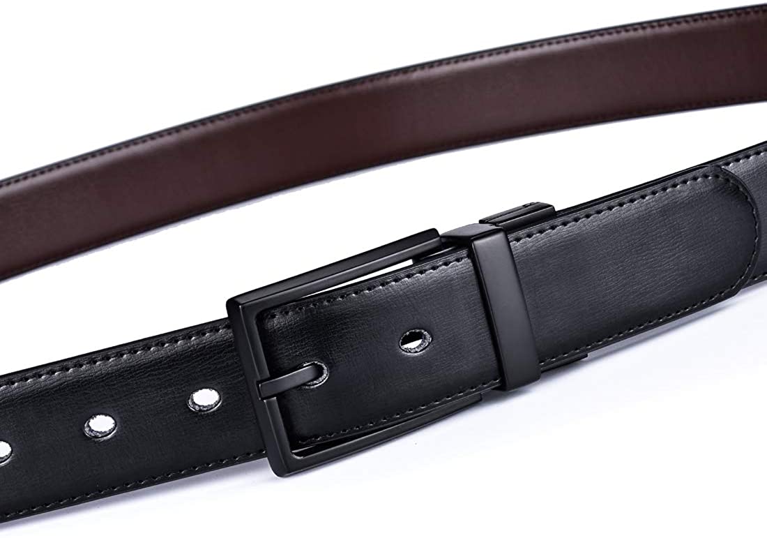 thumbnail 5 - Beltox Fine Men&#039;s Dress Belt Leather Reversible 1.25&#034; Wide Rotated Buckle Gift B