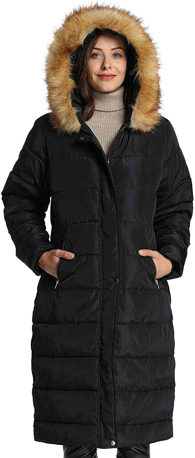 snowpack black faux fur long puffer jacket