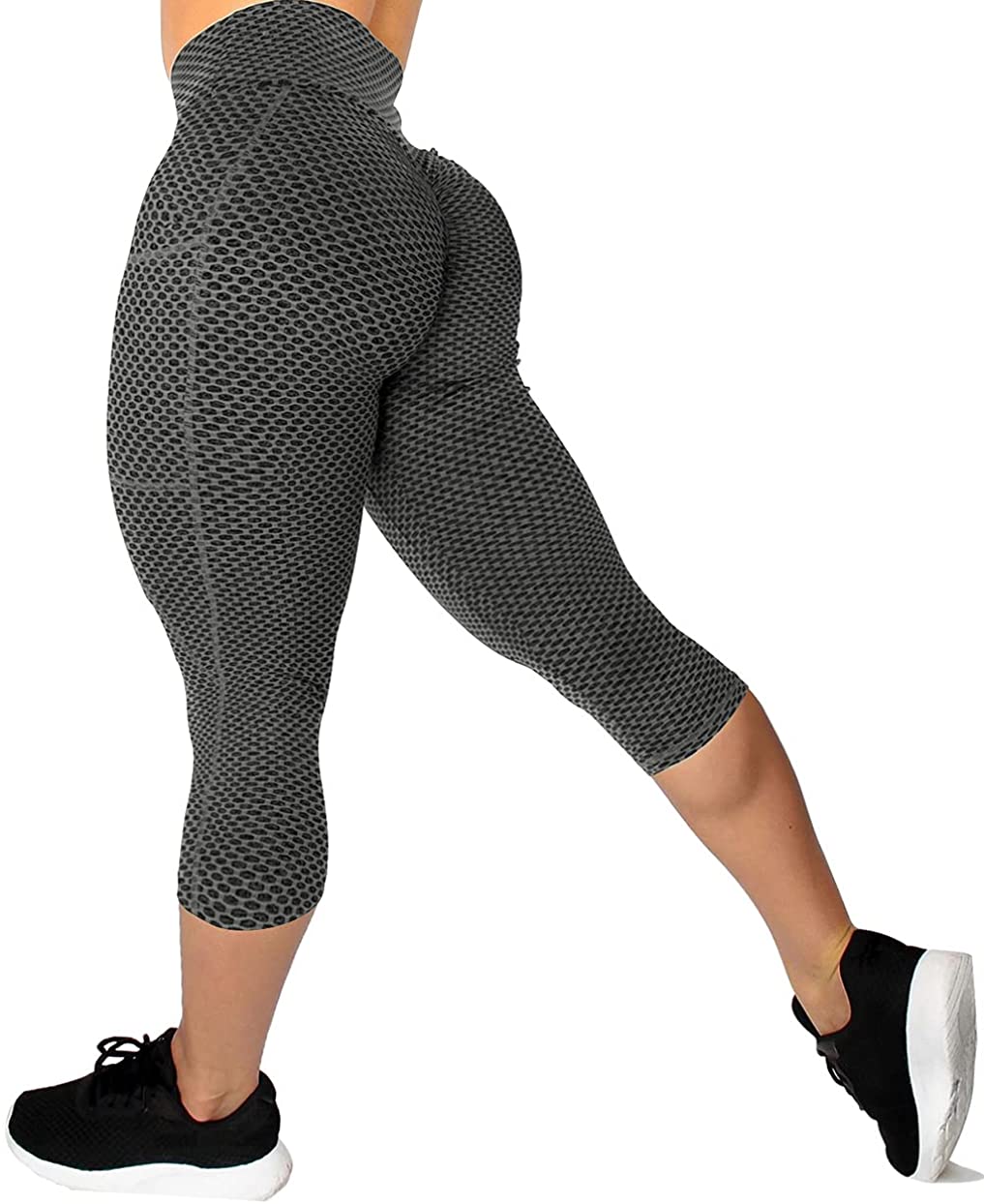 Bodychum Butt Lifting Leggings for Women Capri Yoga Pants Butt Lifting with  Pockets Trousers for Running Workout Fitness 