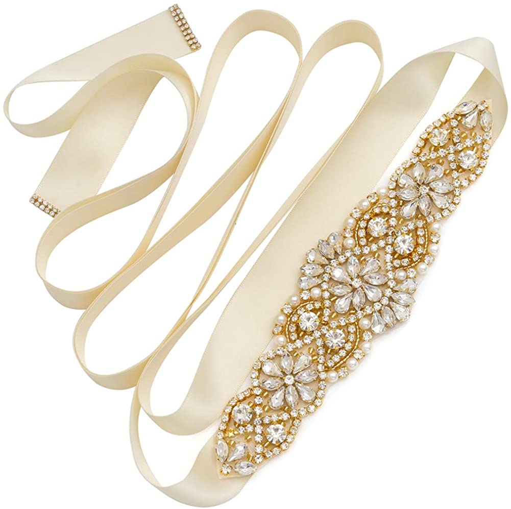 yanstar Handmade Bridal Belt Wedding Belts Sashes Rhinestone Crystal Beads  Belt For Bridal Gowns