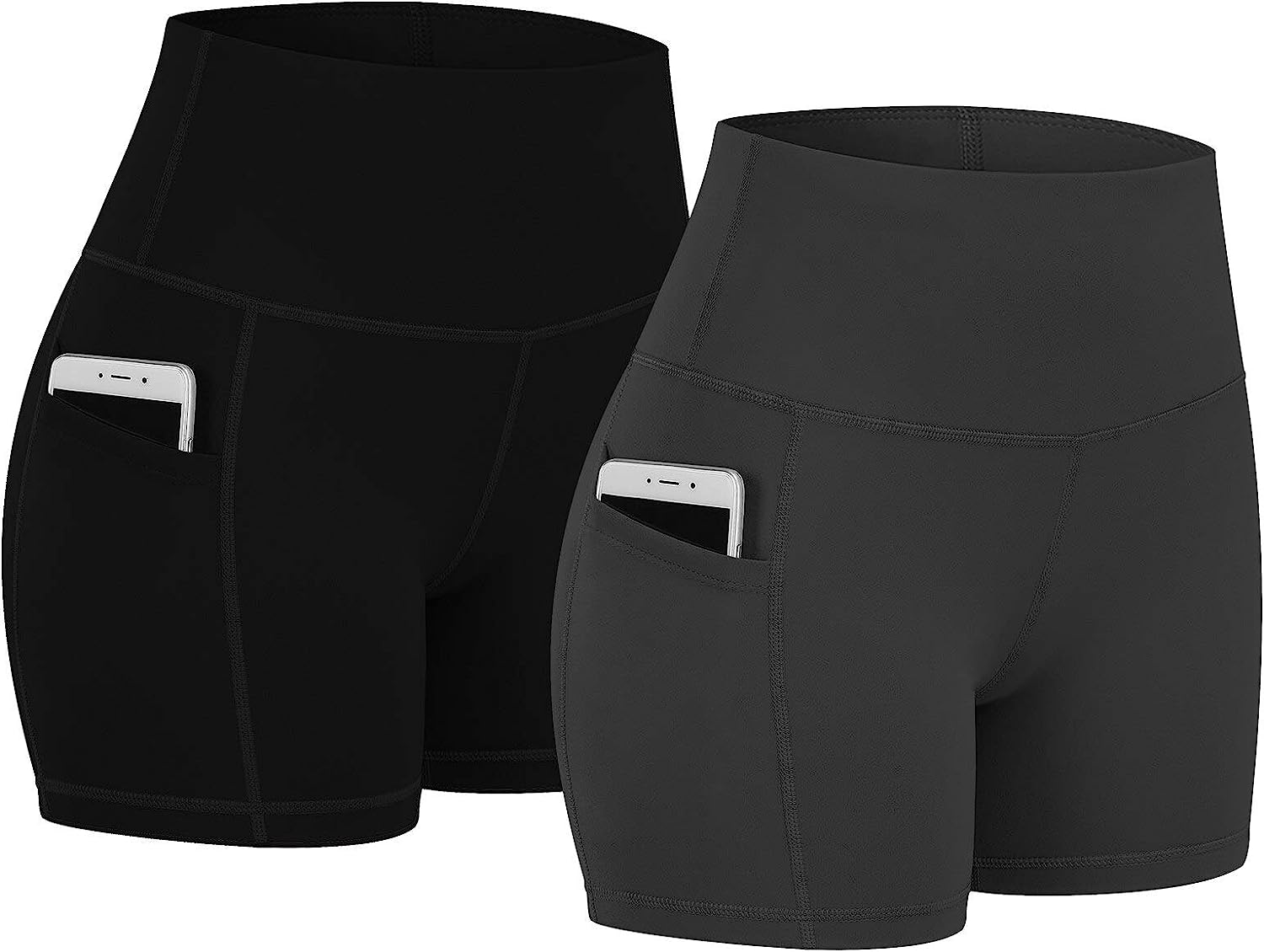 Fengbay 2 Pack 8 /5 Biker Shorts for Women with Pockets, High Waist  Workout Sh