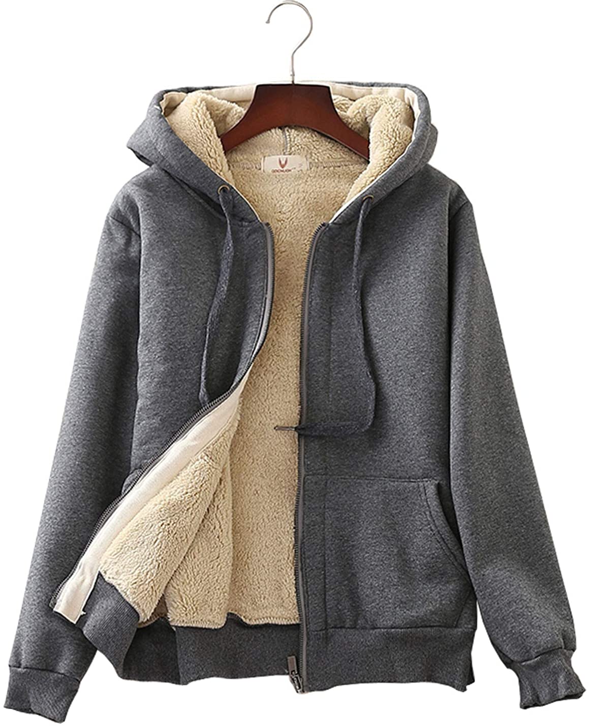 Flygo Men's Sherpa Hoodie Jacket Fleece Lined Zip Up Warm Hoodies  Sweatshirt Winter Zipper Sweater Hooded Coat(ArmyGreen-XS) at  Men's  Clothing store