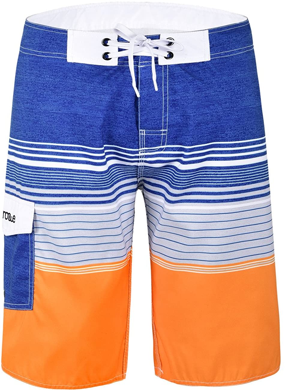 Nonwe Men's Quick Dry Wave Pattern with Mesh Lining Board Shorts