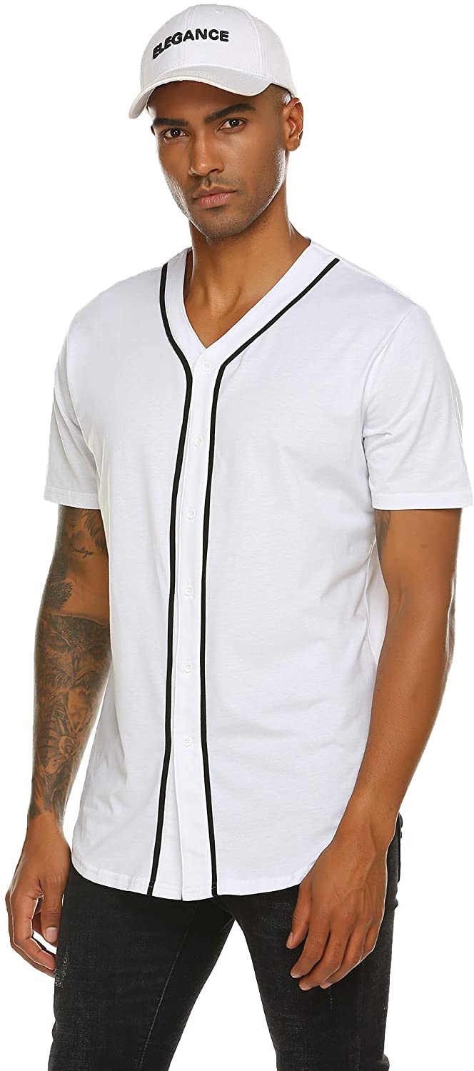 COOFANDY Men's Baseball Button Down Jersey Short Sleeve ...