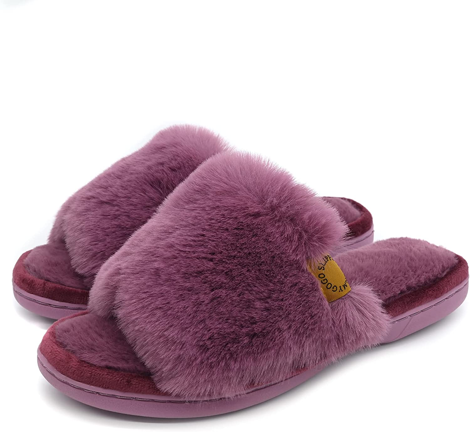 Onmygogo Rabbit hair Indoor Thong Slippers for Women