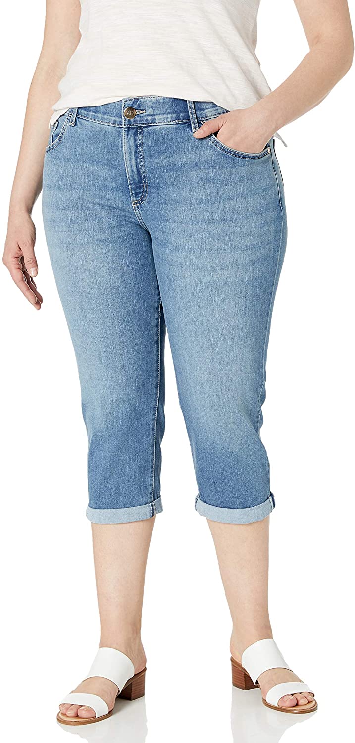 Lee Women's Plus Size Flex Motion Regular Fit 5 Pocket Capri Jean | eBay