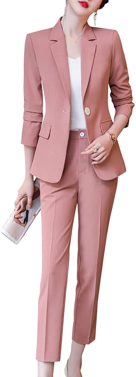 SUSIELADY Women's Two Pieces Blazer Suits Solid Work Pants Suit for Women  Casual Business Office Lady Suits Set - ShopStyle