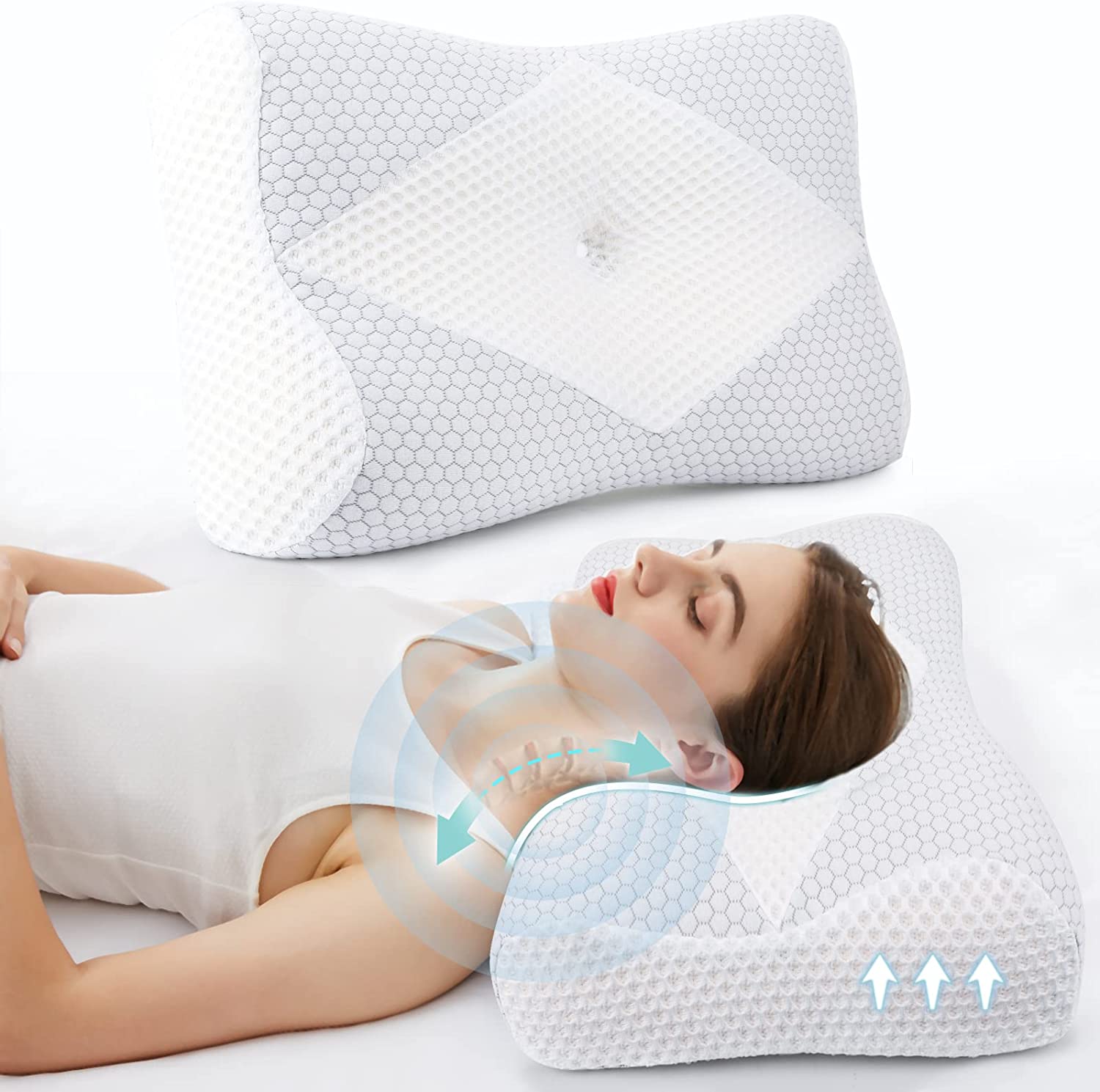 PharMeDoc Contour Memory Foam Pillow with Cooling Gel for