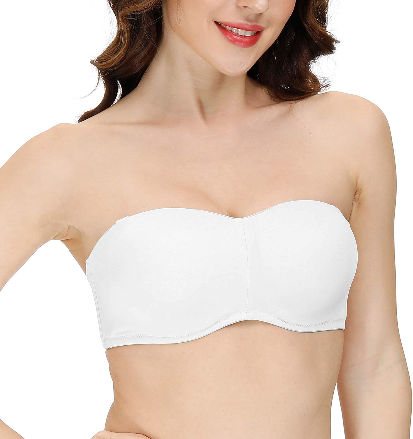 Vgplay Women's Strapless Minimizer Bra with Clear Straps and Removable Pads  Smoo