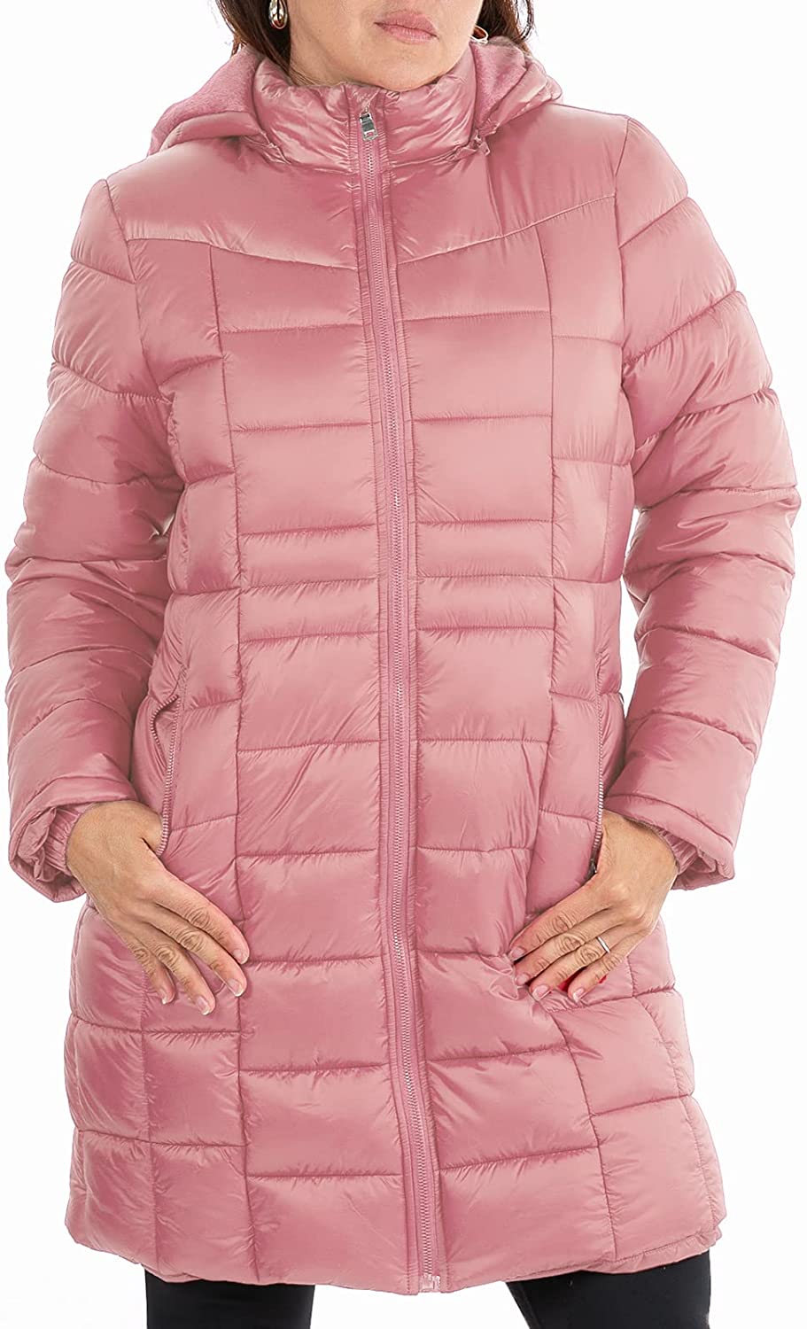 Facitisu Womens Winter Warm Jacket Long Down Faux Fur Hooded