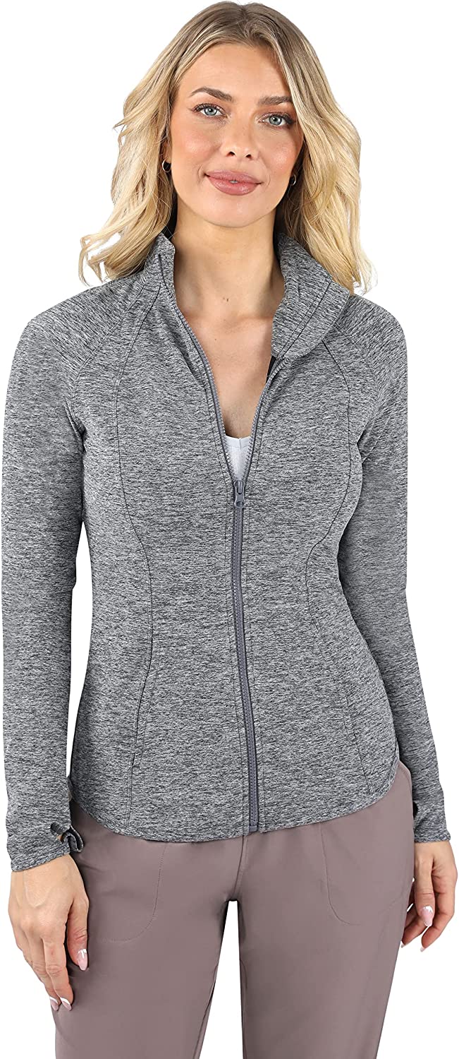 Yogalicious Womens Ultra Soft Lightweight Full Zip Yoga Jacket with Zipper  Pockets - Cedarwood - Large
