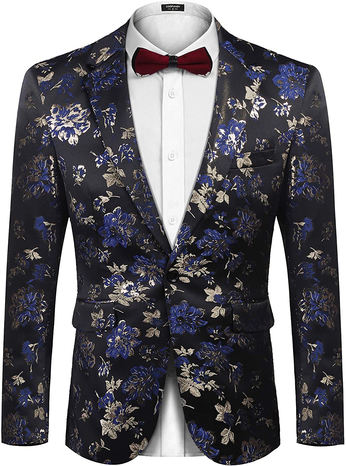 COOFANDY Men's Floral Party Dress Suit Stylish Dinner Jacket