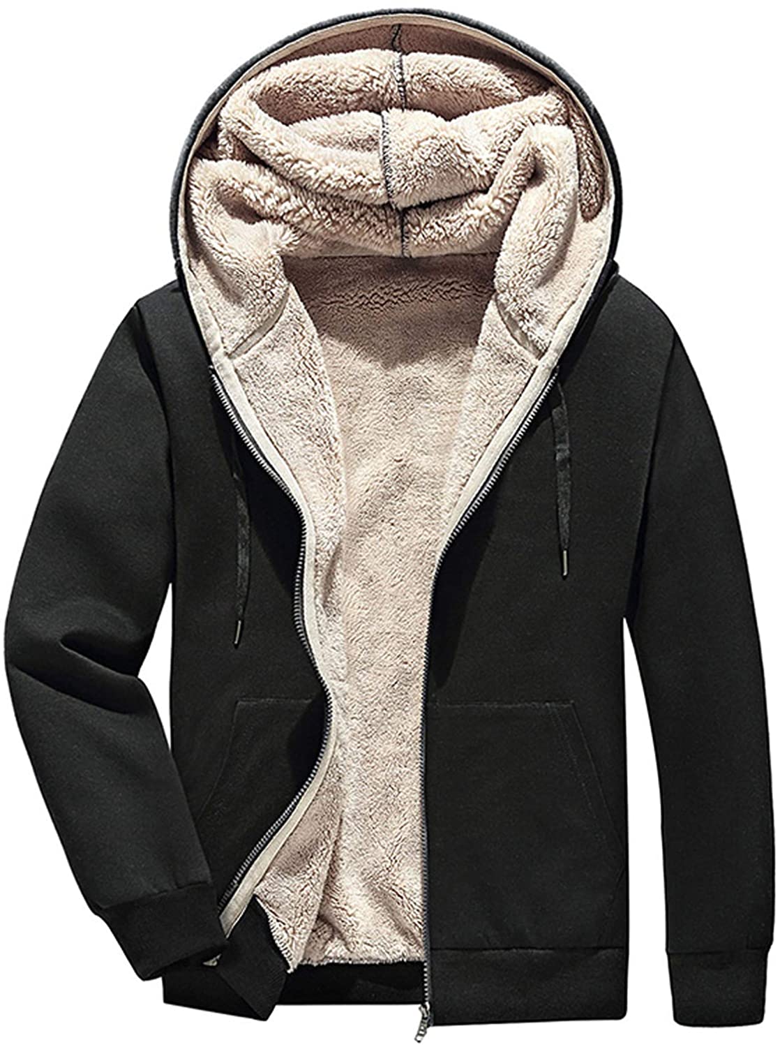 Isolere Turbine Tøj Kissonic Men's Thicken Full Zip Fleece Hoodie Sherpa Lined Sweatshirt Jacket  Win | eBay