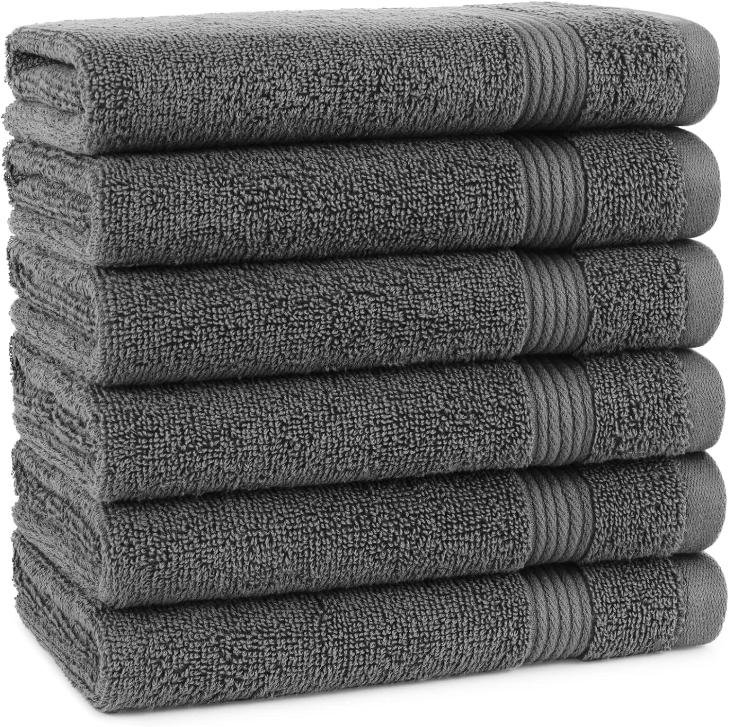 Cotton Hand Towels, Solid Gray/White 10-Pack
