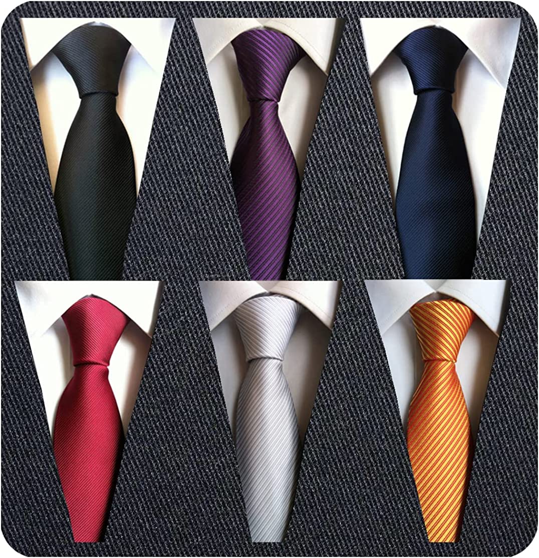 Adulove Men's Necktie Classic Silk Tie Woven Jacquard Neck Ties 6 PCS ...