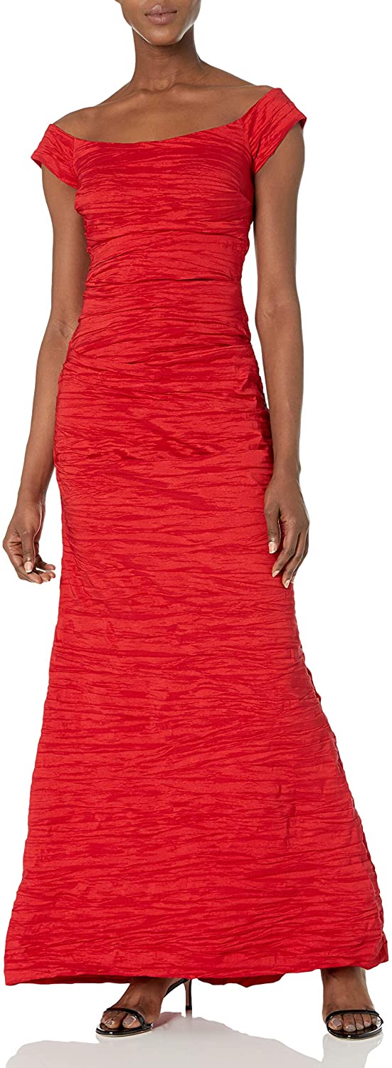 Alex Evenings Womens Long Fitted Stretch Taffeta Off The with Fishtail Skirt