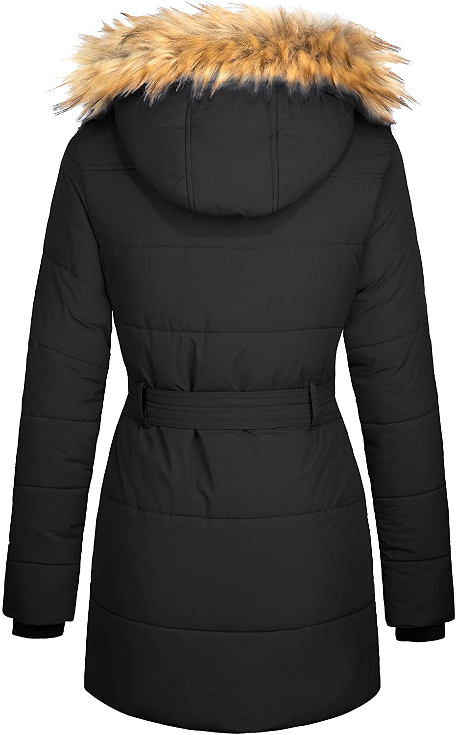 WenVen Women's Winter Waterproof Thickened Puffer Jacket with Fur Hood ...