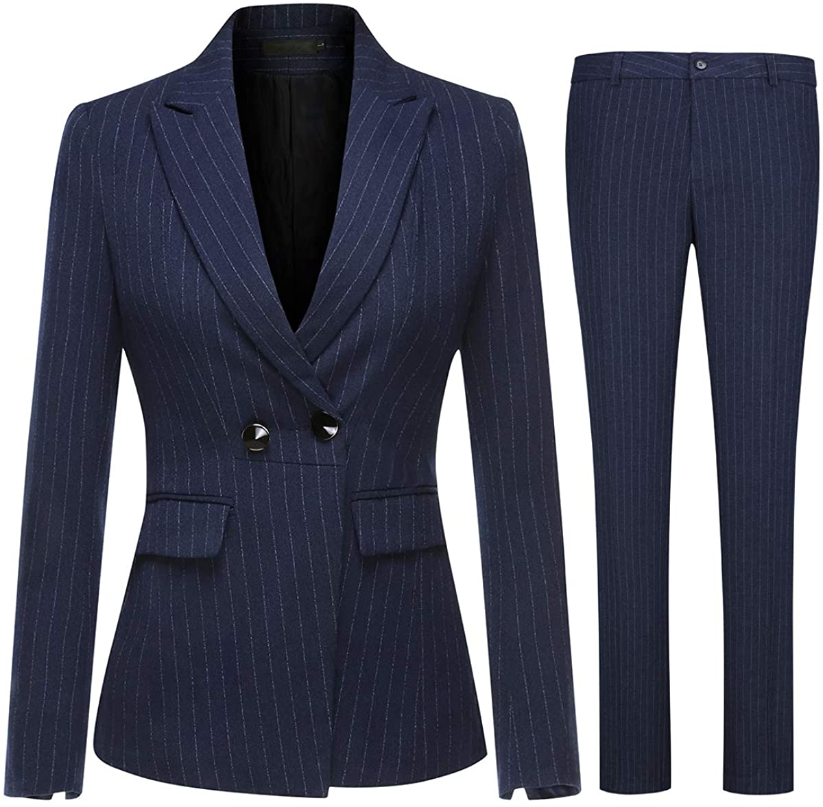 Womens 2 Piece Slim Fit Suits Set for Business Office Lady Blazer Jacket Pants LIXIN0360