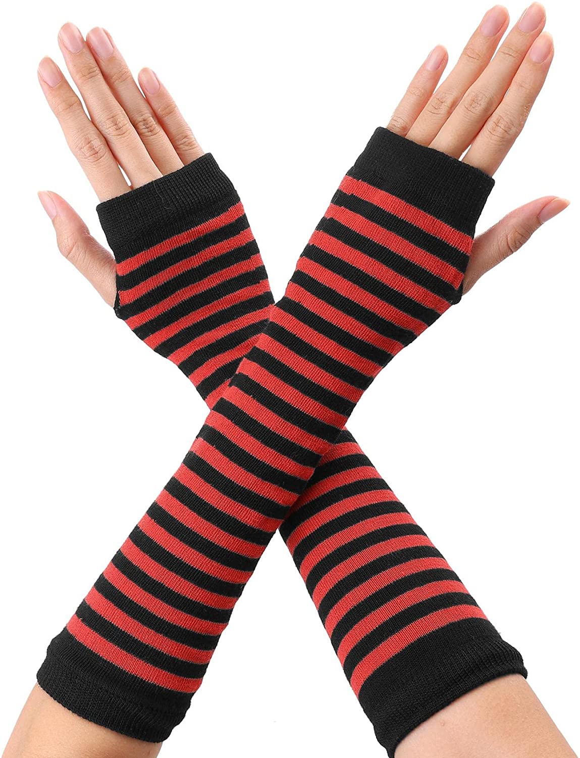 Arm Warmers Fingerless Gloves w/ Thumb hole  Elbow Length Jersey Knit USA Seller 