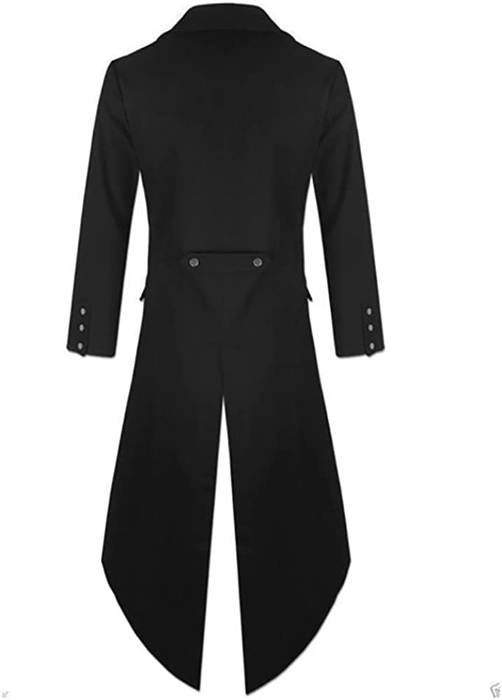 Men's Steampunk Vintage Tailcoat Jacket Gothic Victorian Frock Black Steampunk Buttons Coat Uniform Costume 