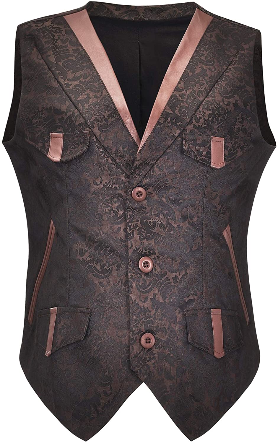 Bslingerie® Mens Steampunk Faux Leather Waistcoats Vest 