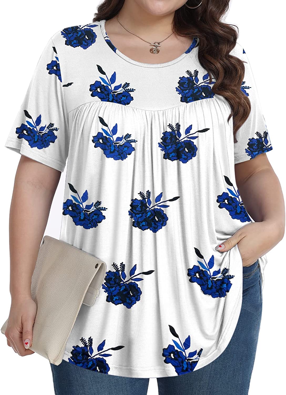 Tencede Womens Plus Size Tops Shirts Short Sleeve Crew Neck Tunic Casual  Soft Clothes Daisy 1X : : Clothing, Shoes & Accessories