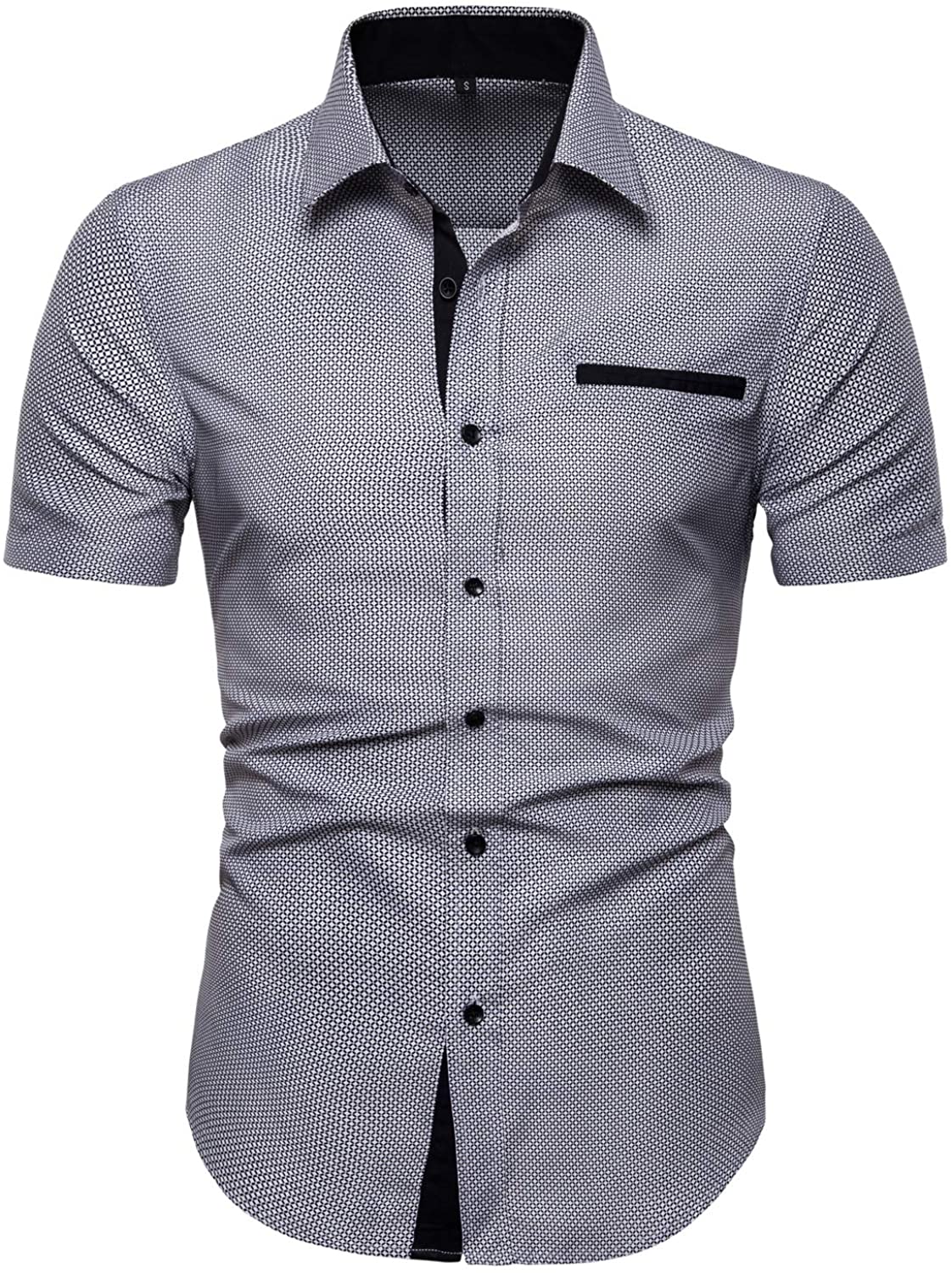 Alion Mens Business Regular-Fit Plaid Casual Button Down Dress Shirt