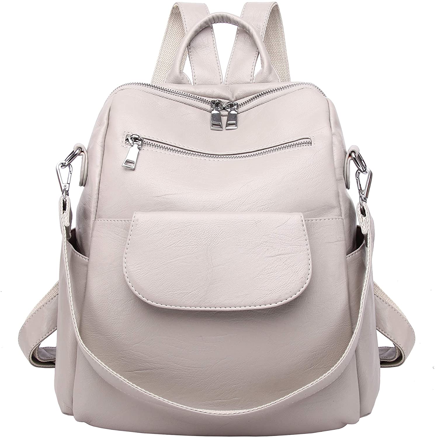 Black【Flip Cover】 Women Fashion Backpack Purse Waterproof Bookbag Ladies Rucksack Crossbody Shoulder Bag 
