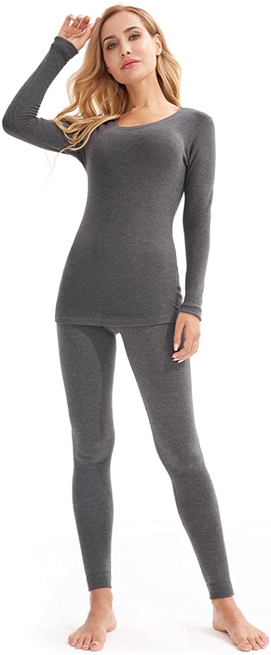 Buy FITEXTREME Womens MAXHEAT Fleece Long Johns Thermal Underwear Set Grey S  at