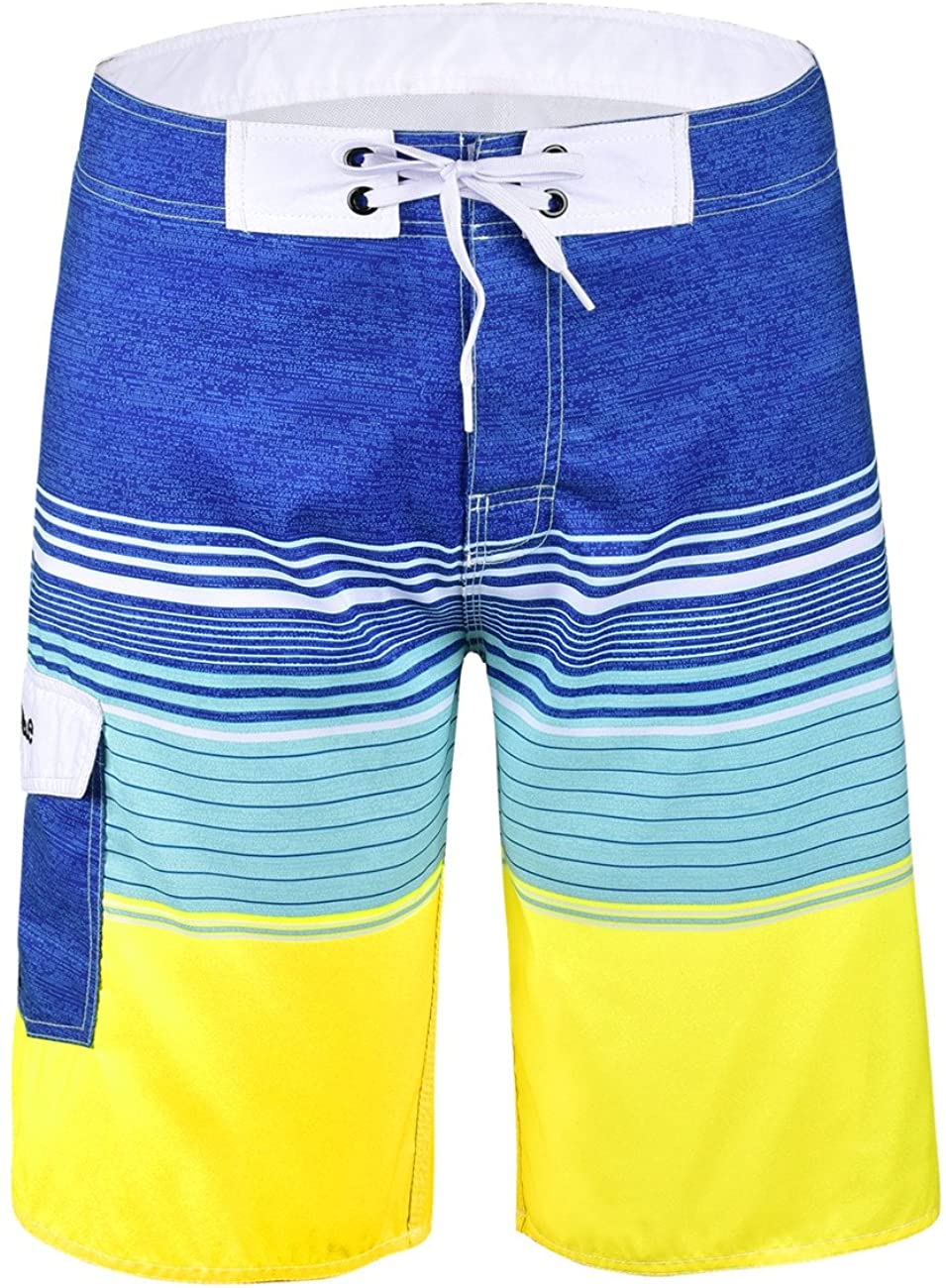 Nonwe Men's Quick Dry Wave Pattern with Mesh Lining Board Shorts 