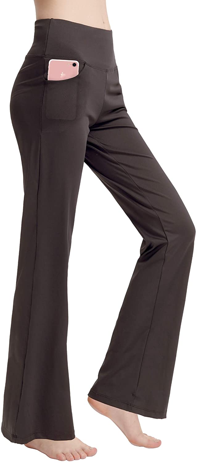 Ewedoos Bootcut Yoga Pants for Women High Waisted Yoga Pants with Pockets  for Women Bootleg Work Pants Workout Pants (Black, XX