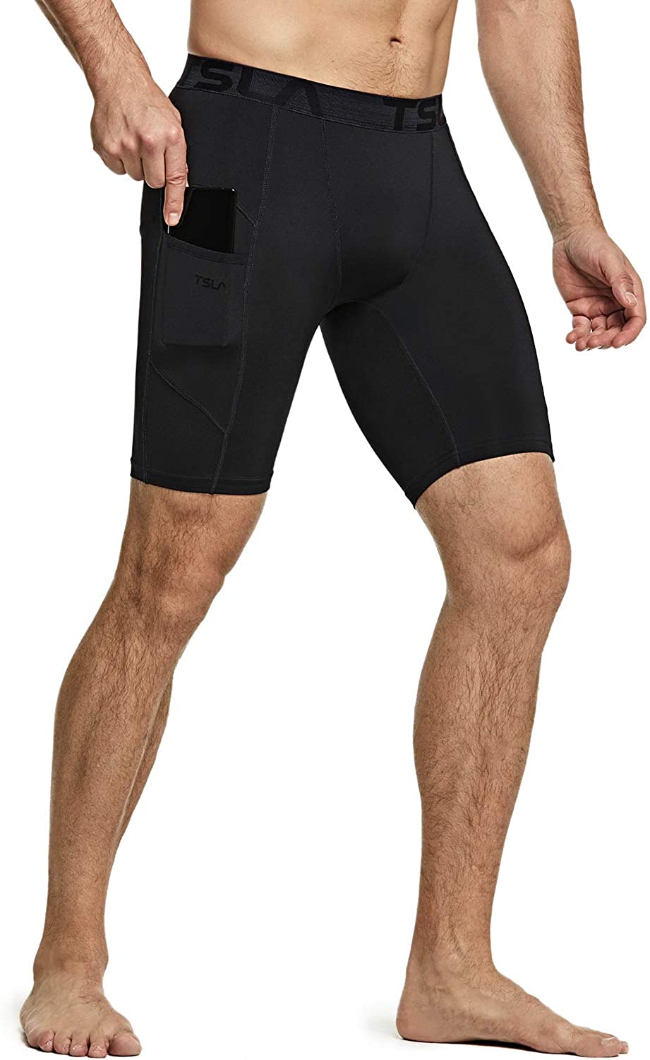 Sports Performance Active Cool Dry Running Tights TSLA 1 2 or 3 Pack Men's Athletic Compression Shorts