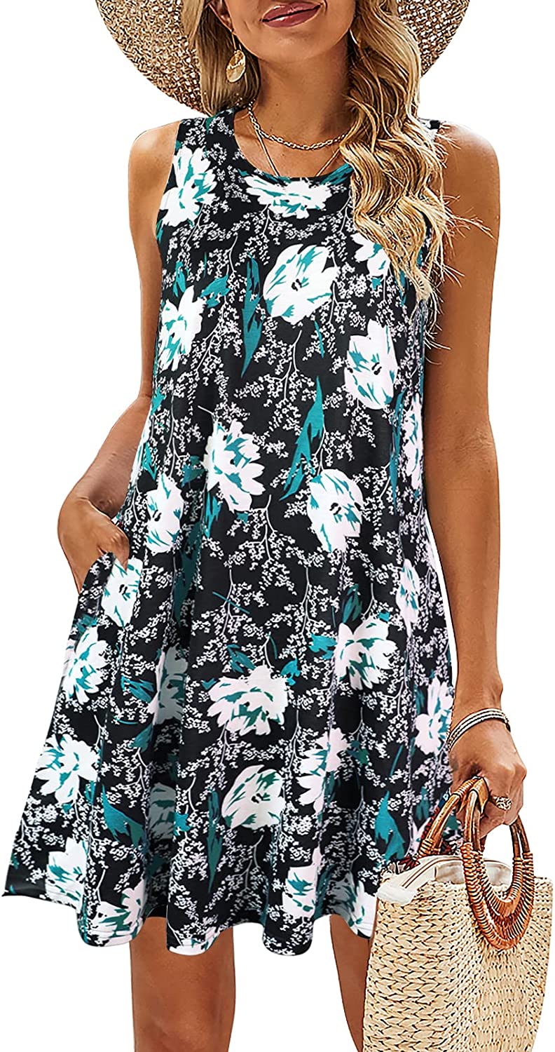  Summer Dresses for Women Beach Floral Tshirt Sundress