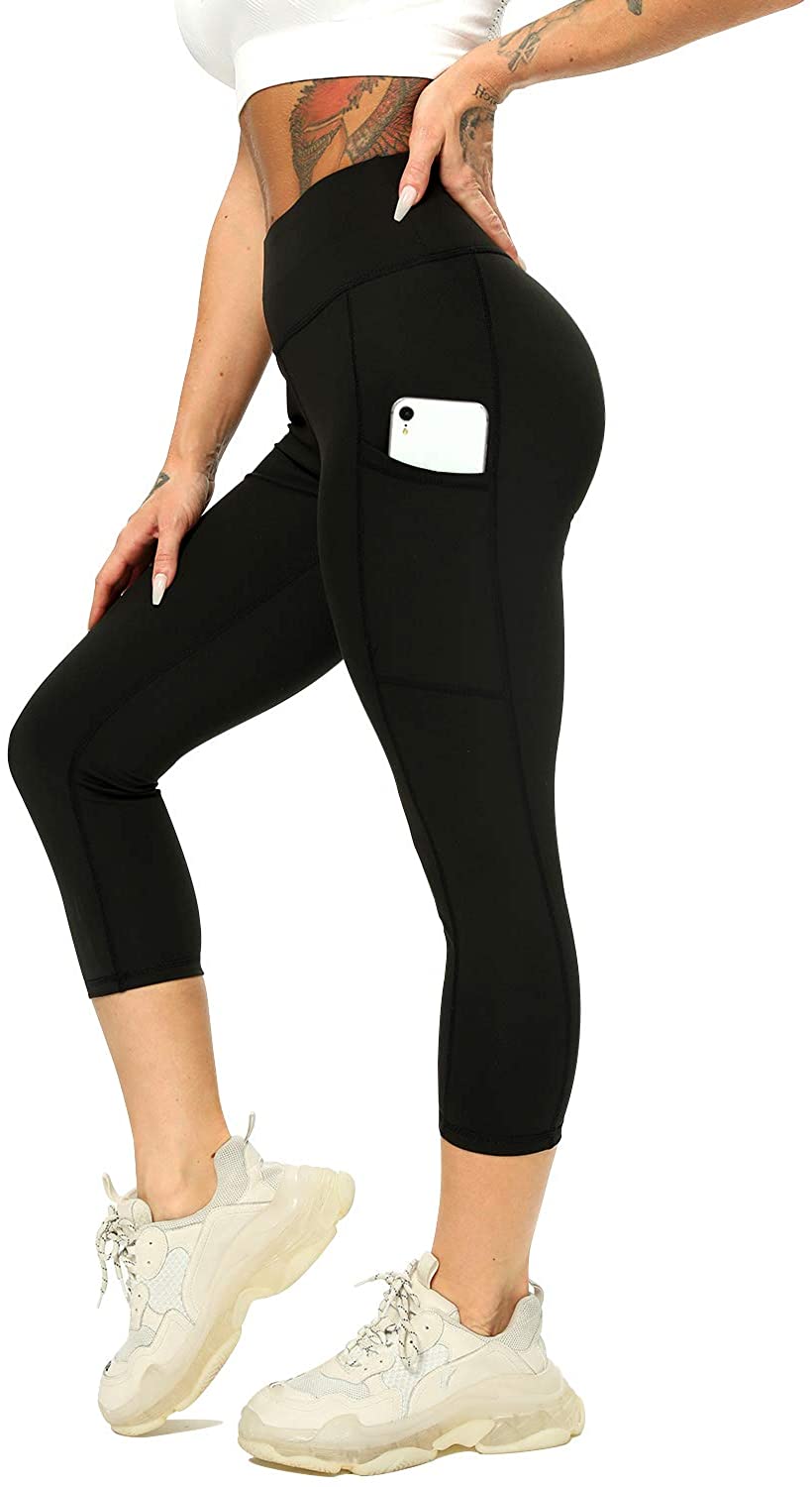 Women's Yoga Pants Side Pockets Tummy Control Butt Lift High Waist Fitness  Gym Workout Running Tights Capri Leggings Bottoms Black Gray Purple Winter