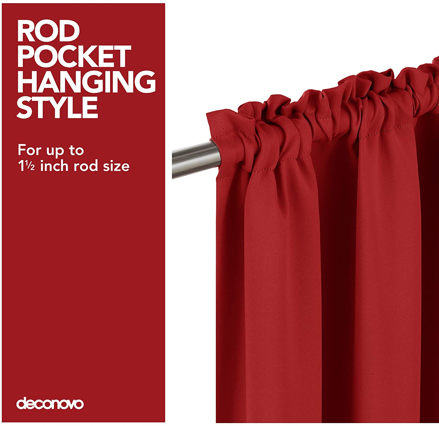 Deconovo Red Blackout Curtains Rod Pocket Curtain Panels Room Darkening Curtains