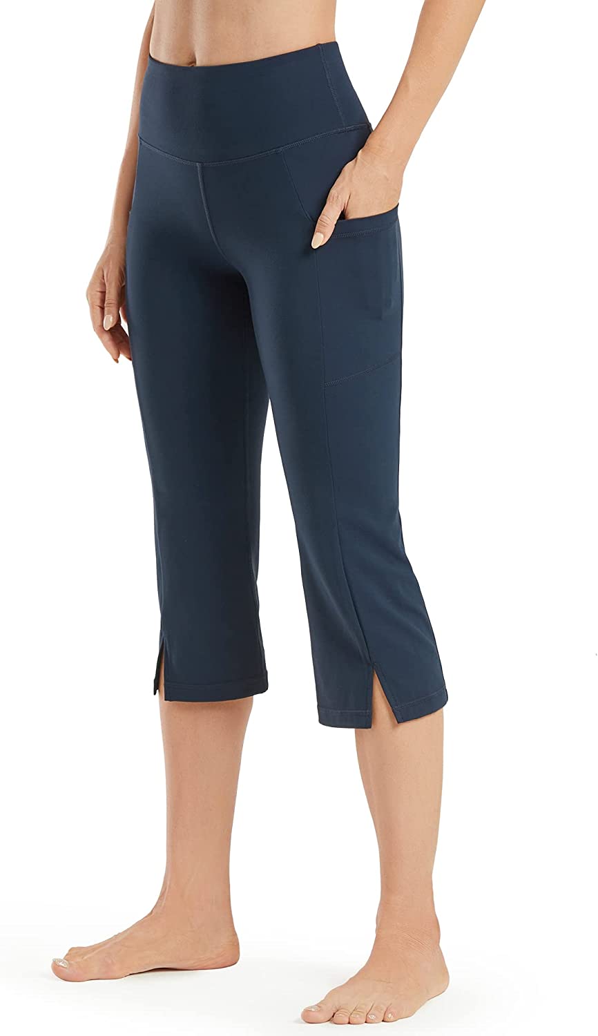 Promover Capri Pants for Women Wide Leg Yoga Pants with Pockets High Waist  Casual Dress Crop Pants